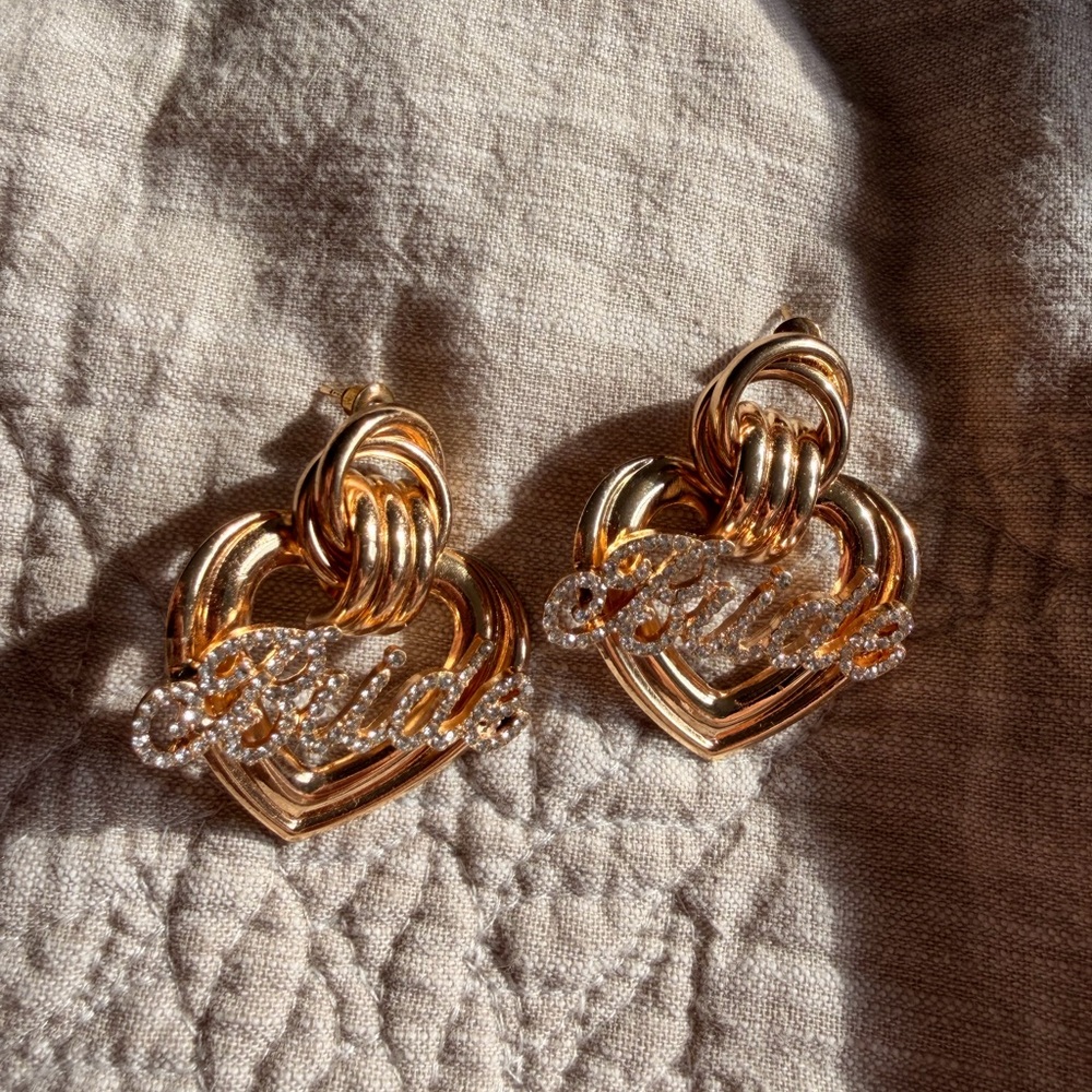 Bride Heart Drop Earrings and charm Bracelet